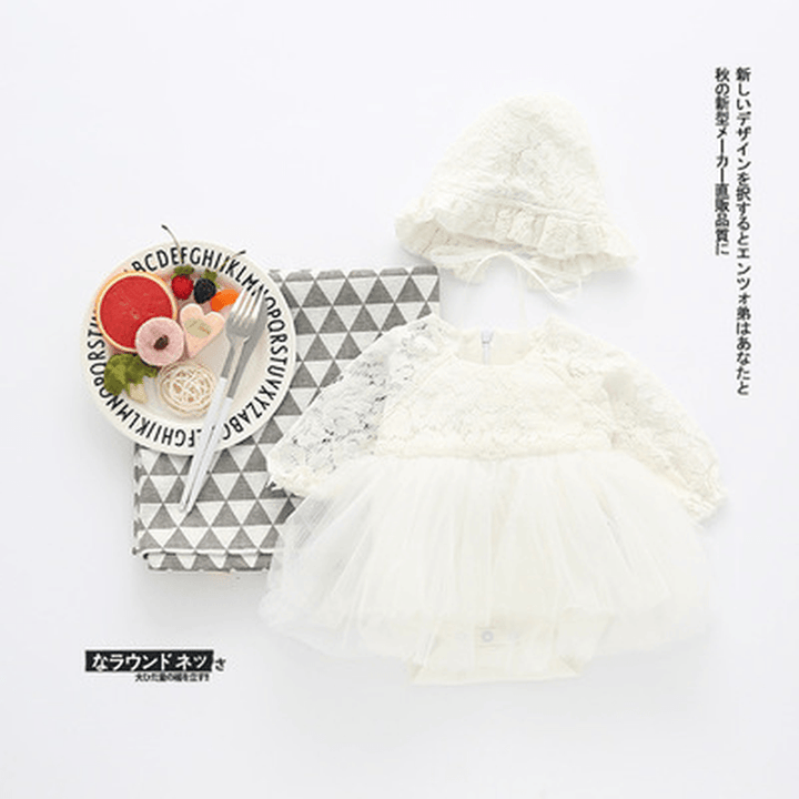 Qz7013 on Behalf of One Generation Ins Infant Explosion Lace Dress with Hat Gauze Dress. - MRSLM