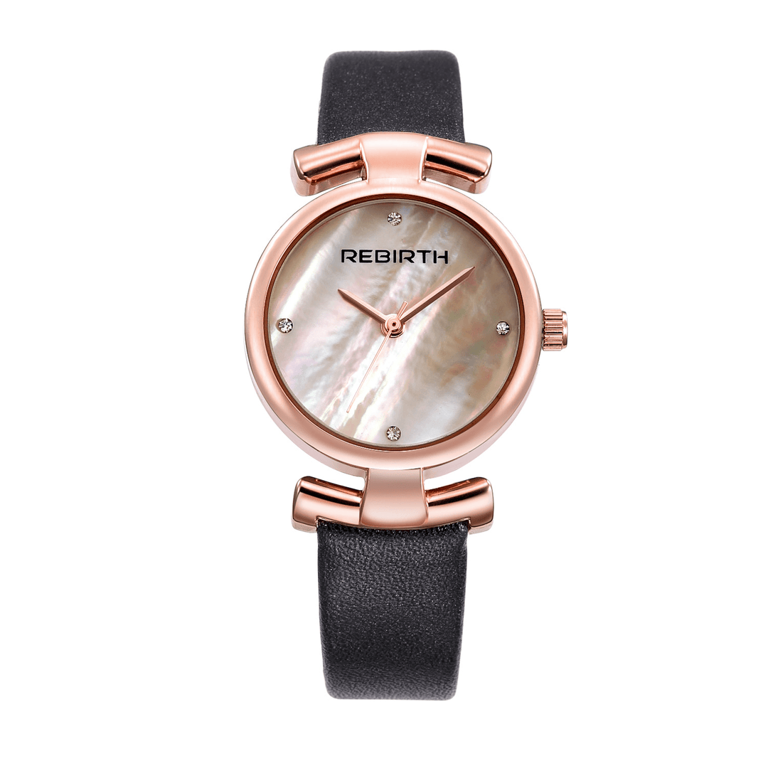 REBIRTH RE049 Simple Design Clock Women Wrist Watch Leather Strap Quartz Watches - MRSLM