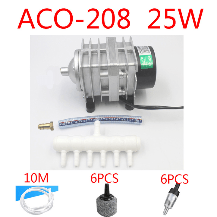 25W/35W/45W Electromagnetic Air Compressor Fish Tank Oxygen Air Pump Hydroponics 6 Way Air Aerator Pump - MRSLM