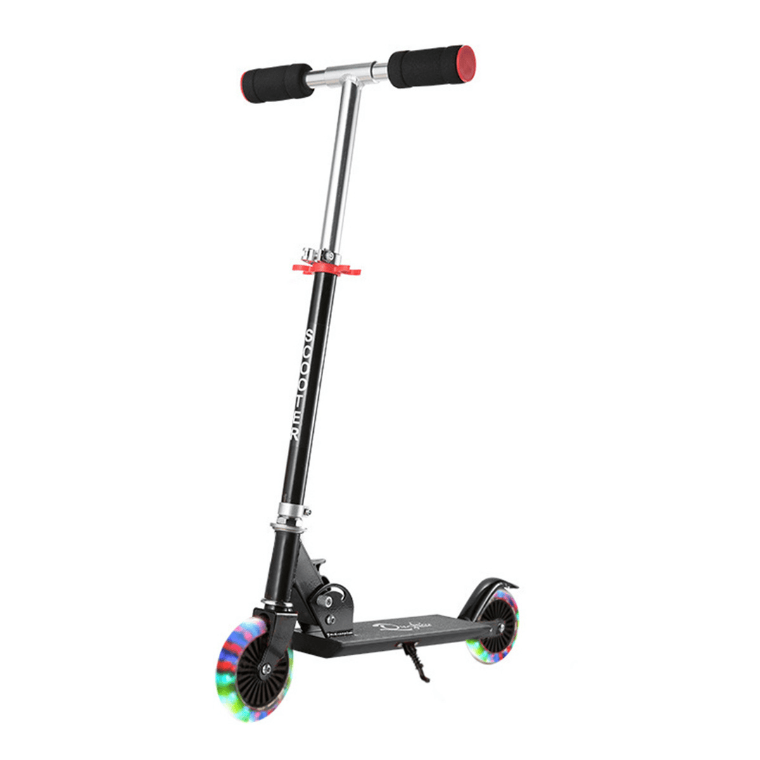 Kids Scooter LED Flashing Wheel Adjustable Height Kick Scooter Children Toddlers for 3-6 Years Old - MRSLM