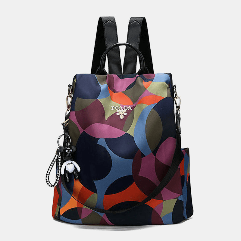 Women Printed Nylon Anti-Theft Backpack Shoulder Bag - MRSLM