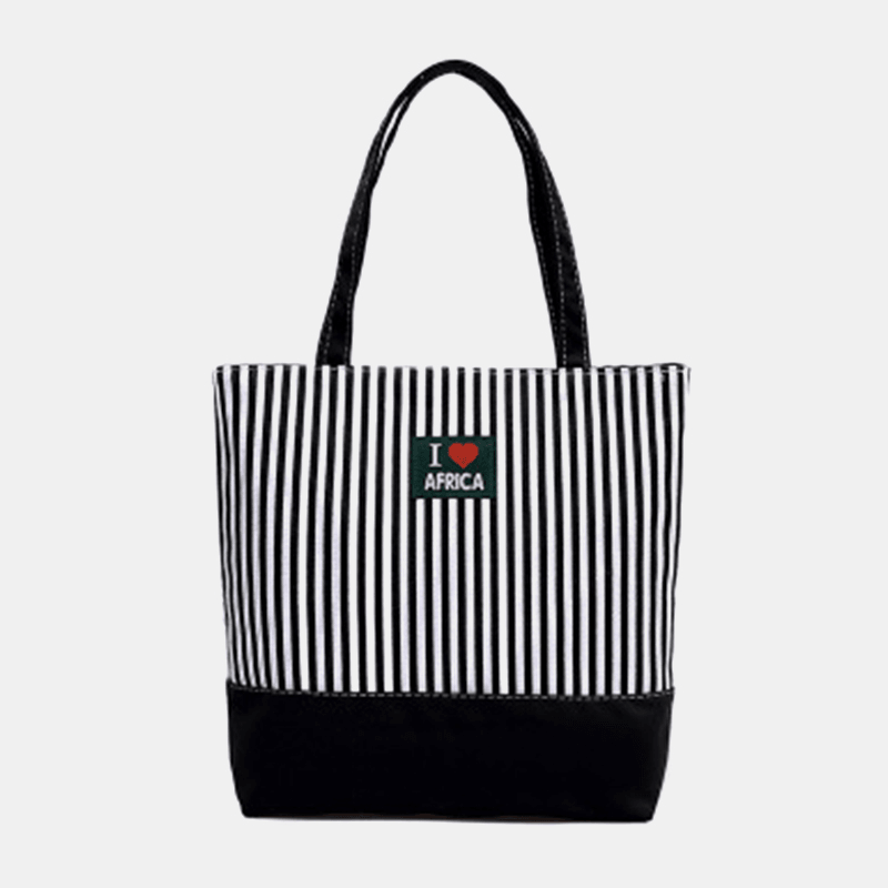 Women Striped Large Capacity Casual Tote Shoulder Bag Shopping Bag - MRSLM