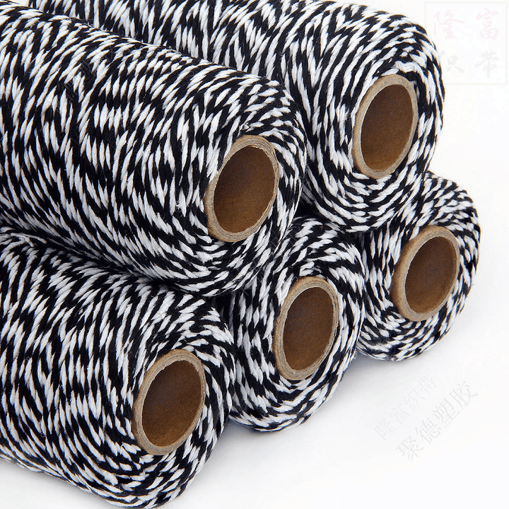 2Mm 100M Two-Tone Cotton Rope DIY Handcraft Materials Cotton Twisted Rope Gift Decor Rope Brush - MRSLM