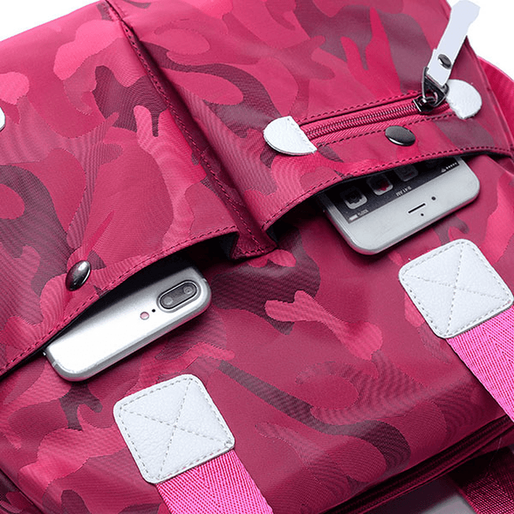 Women Nylon Camouflage Tote Handbags Front Pockets Shoulder Bags Crossbody Bags - MRSLM