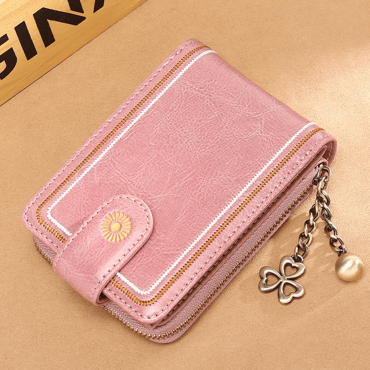 Women Genuine Leather RFID anti Theft 9 Card Slots Wallet Purse - MRSLM