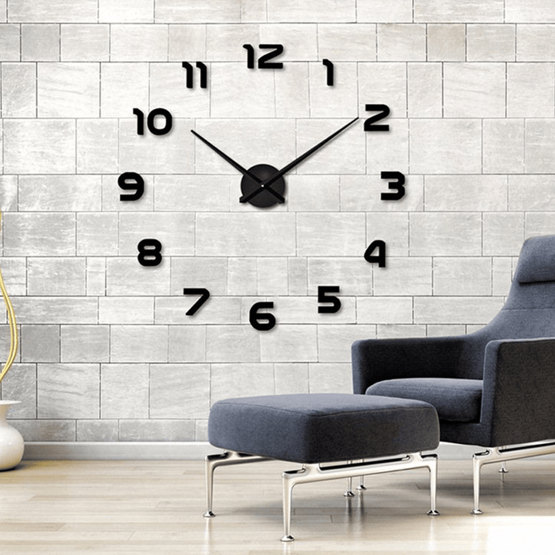 Large 3D Number Mirror Wall Sticker DIY Home Decor Big Watch Art Clock Wall Clock - MRSLM