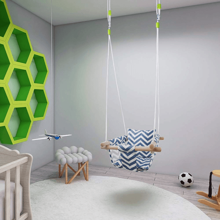 Kid Hanging Swing Seat Secure Canvas Hammock Chair Toddler Toy with Cushion Indoor Outdoor - MRSLM