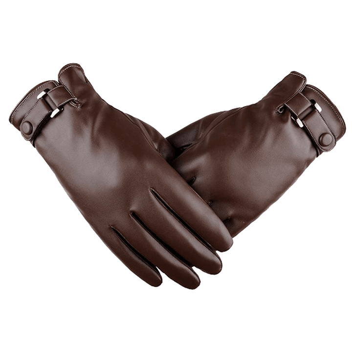 Mens Warm Touch Screen Man-Made Leather Cycling Ski Gloves - MRSLM