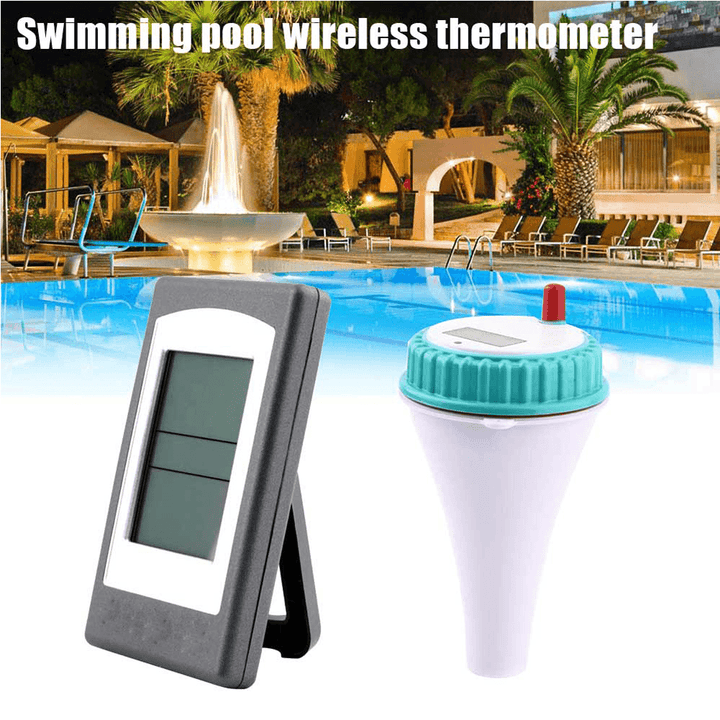 Solar Powered Digital Wireless Swimming Pool Thermometer SPA Floating Temperature Meter with 3 Channels Time Alarm Calendar - MRSLM