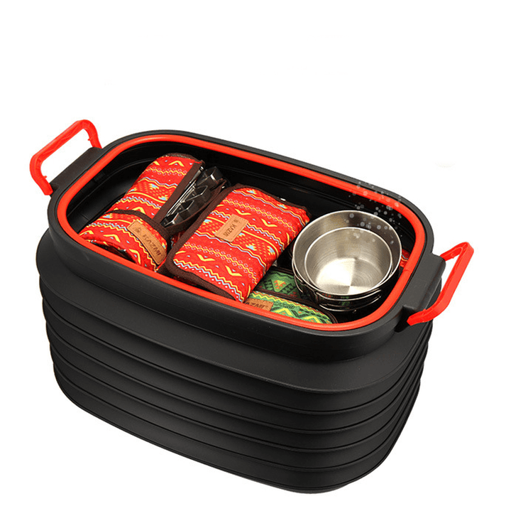 Ipree® 37L Car Folding Fishing Telescopic Bucket with Cover Outdoor Portable Storage Box Organizer - MRSLM