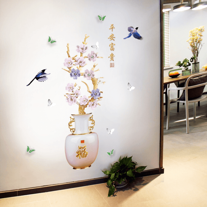 Miico SK9335 Vase Painting Sticker Living Room Bedroom Door Background Decorative Wall Sticker - MRSLM