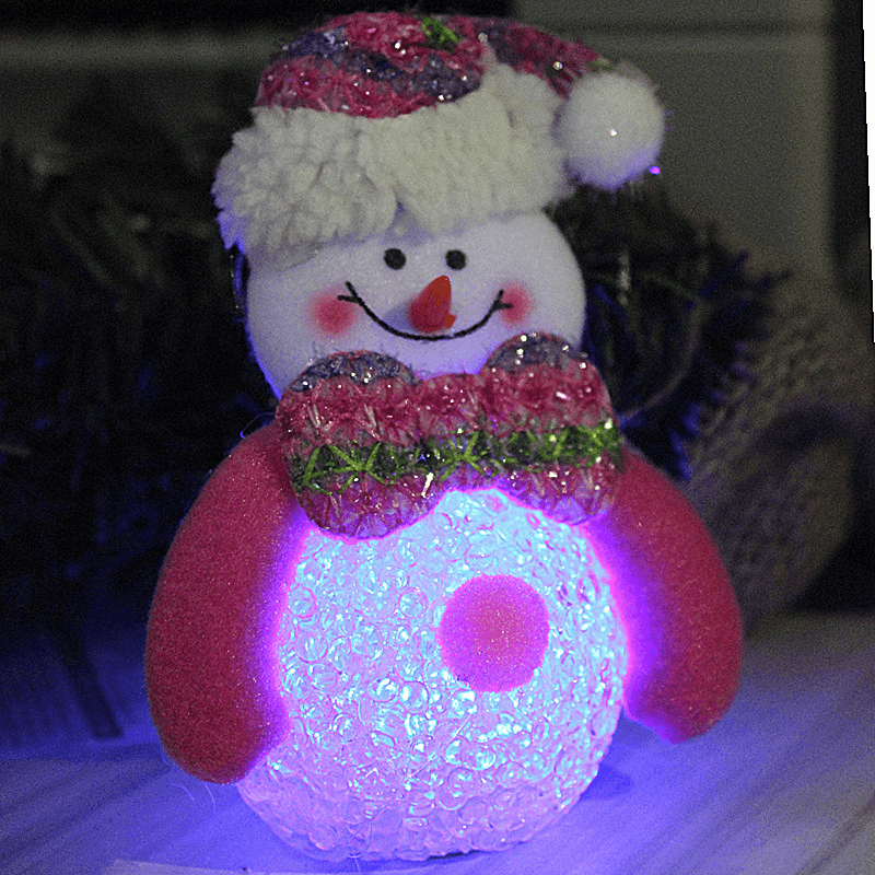 10*12CM Lovely Christmas Luminous Pendant Dolls Santa Claus/Snowman/Bear/Elk Christmas Home Decoration - MRSLM