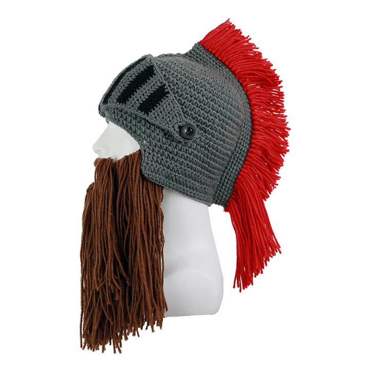 New Adult Red Crown Roman Knight Mustache Hat - MRSLM