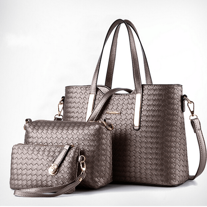 3PCS/SET Women Leather Satchel Handbag Shoulder Messenger Crossbody Bag - MRSLM