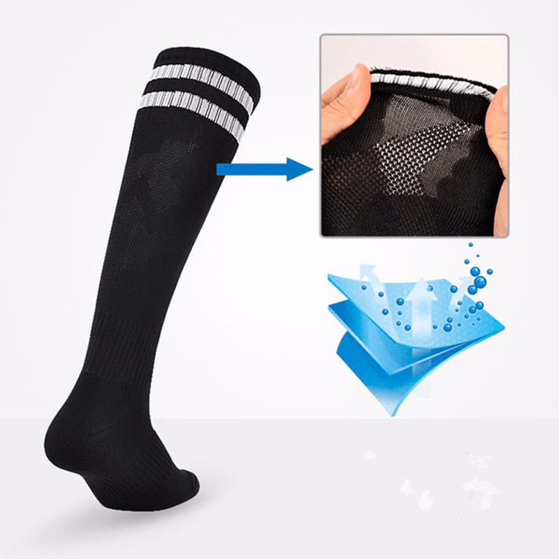 Men Adults Football Stripes Thickened Bottom Socks Long Tube Hygroscopic anti Skid Sports Socks - MRSLM