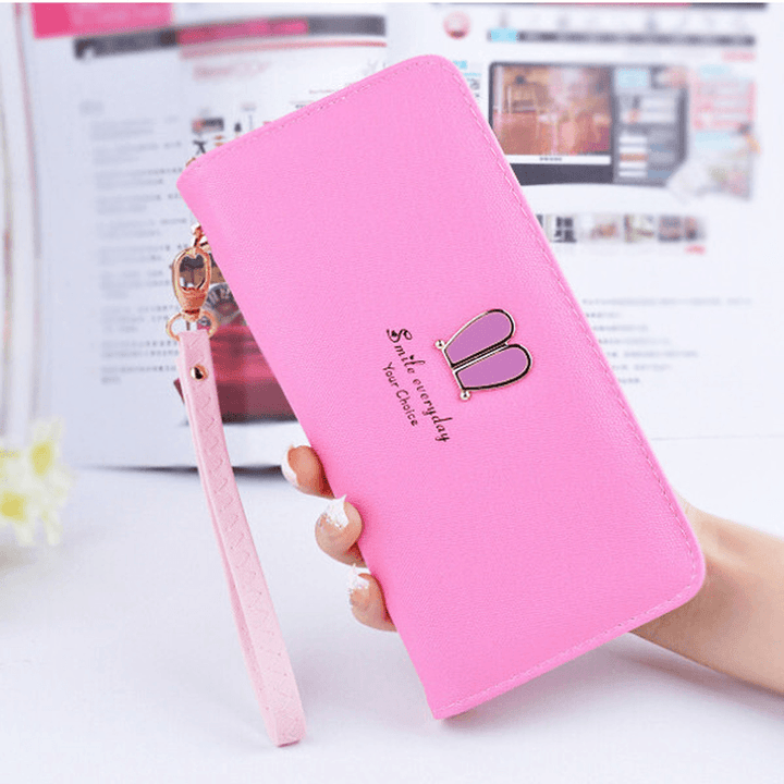 Rabbit Ear Zipper Long Wallet Girls Cute Animal Candy Color Purse Card Holder Coins Bags - MRSLM