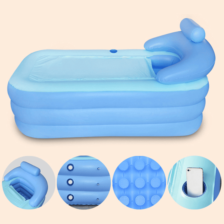 Foldable Inflatable Bathtub 160X84X64Cm PVC Adult Bath Tub with Air Pump - MRSLM