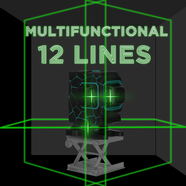 Multifunctional 3D 12 Lines Laser Level Tool Vertical Horizontal Lines with 3° Self-Leveling Function - MRSLM