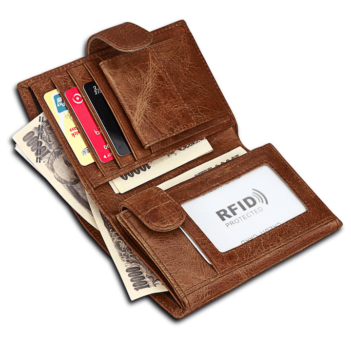 Men Retro RFID Fashion Genuine Leather Multifunctional Wallet - MRSLM