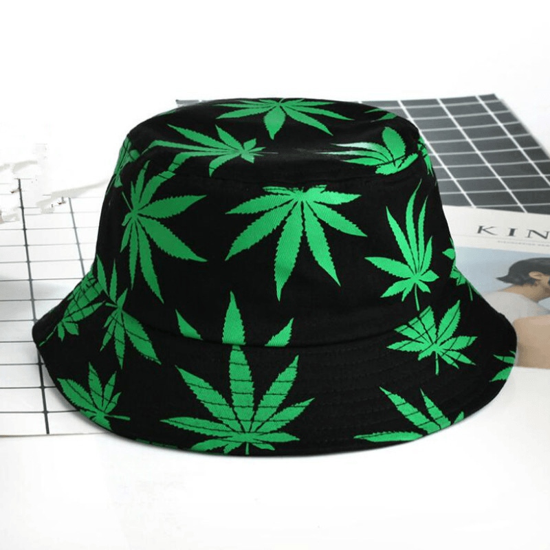 Hemp Leaf Fisherman Hat Cotton Maple Leaf Basin Hat Men and Women Fashion Fishing Hat Summer Outdoor Shade Sun Sat - MRSLM