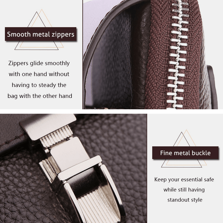 Men Retro Vertical Soft Leather Multifunction Large Capacity 6/6.5 Inch Phone Bag Belt Bag Waist Bag - MRSLM