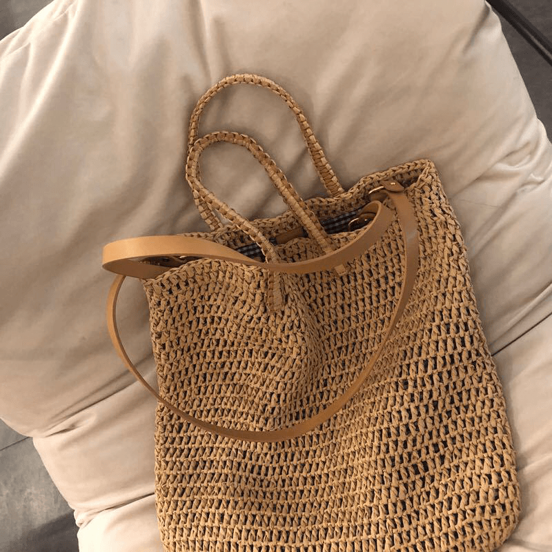 Women Travel Summer Beach Large Capacity Straw Handbag Tote Bag - MRSLM