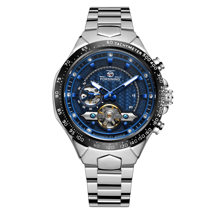 FORSINING FSG8204 Fashion Men Automatic Watch Luminous Display Waterproof Stainless Steel Strap Mechanical Watch - MRSLM