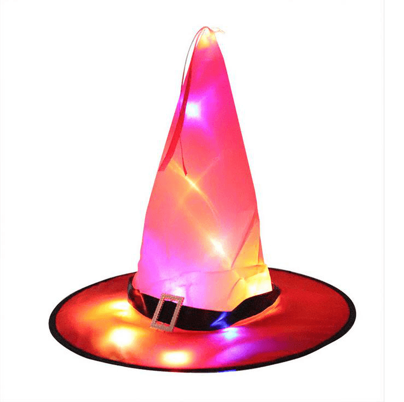 Halloween LED Costume Props Witch Hats LED Lights Cap for Halloween Outdoor Tree Hanging Ornament Home Glow Party Decor - MRSLM