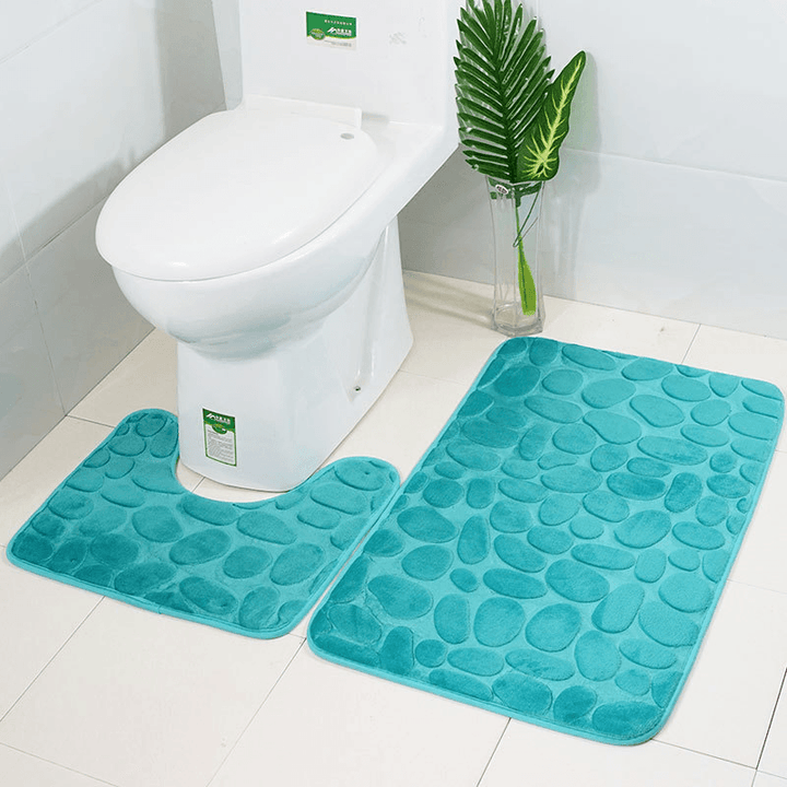 2Pcs Flannel Toilet Lid Bath Rugs Soft Floor Home anti Slip Liner Memory Foam Durable Cover Shower Carpets Bathroom Mat Set - MRSLM