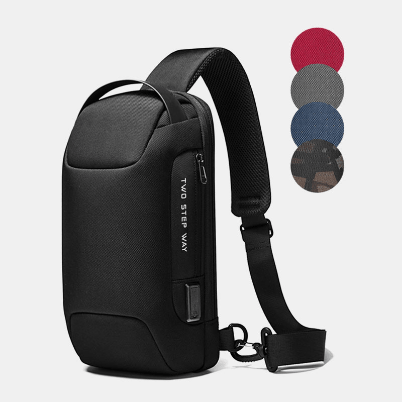 Men Oxford USB Charging Multi-Layers Waterproof Outdoor Crossbody Bag Chest Bag Sling Bag - MRSLM