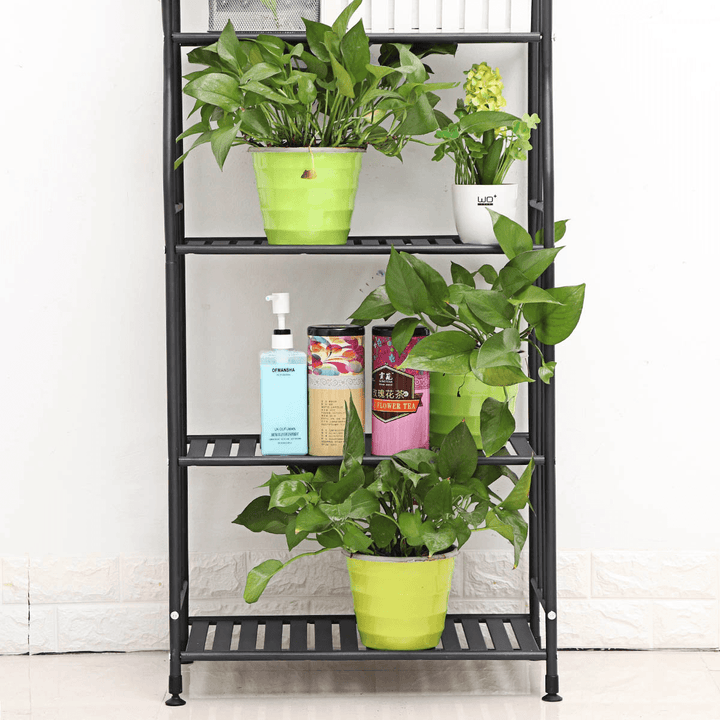 SUOERNUO Flower Shelf Wrought Iron Storage Indoor Multilayer Floor-Standing Space Saving - MRSLM