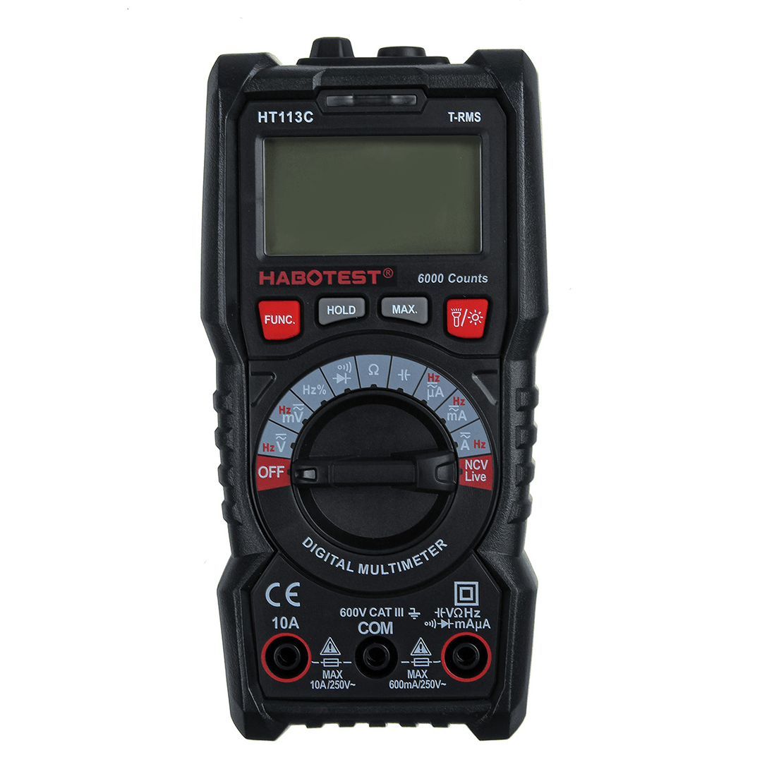 HT113C Professional Handheld LCD Digital Multimeter with Flashlight AC/DC Voltage Meter Amperemeter Ohmmeter Voltmeter Tool - MRSLM