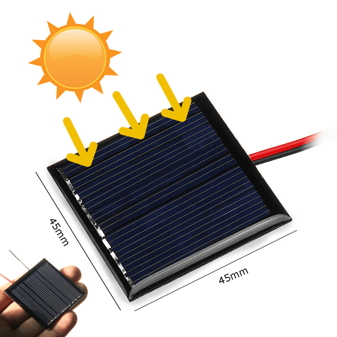 LEORY 0.25W 5V 45*45Mm Mini Polysilicon Solar Panel Epoxy Board with Wire - MRSLM