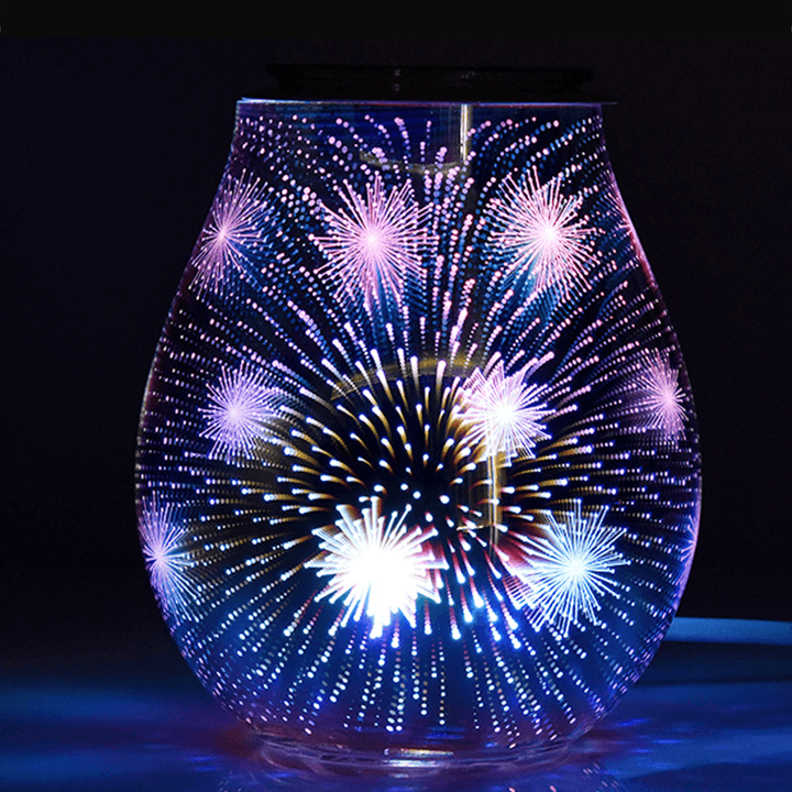 3D Glass Electric Aromatherapy Lamp Firework Pattern Colorful Lights Home Aromatherapy Machine - MRSLM