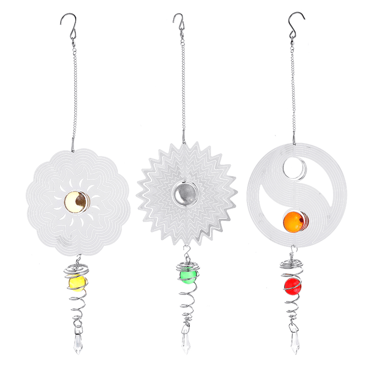 3D Metal Hanging Wind Chimes Home Garden Decor Spinner Battery Motor Gifts - MRSLM