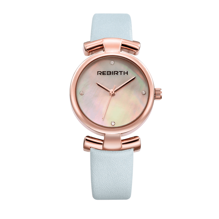 REBIRTH RE049 Simple Design Clock Women Wrist Watch Leather Strap Quartz Watches - MRSLM