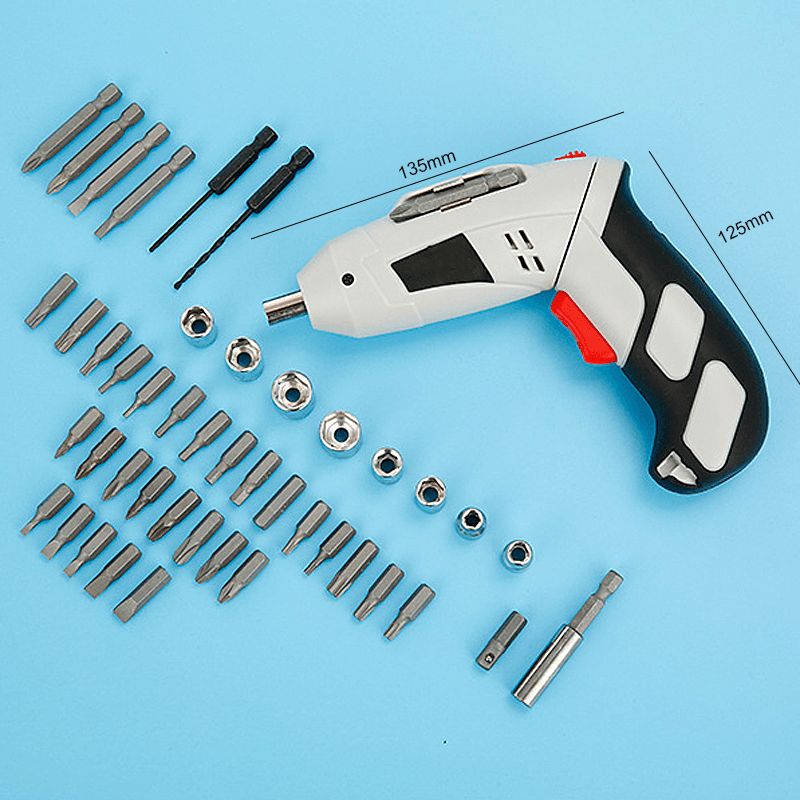 AUGIENB 4.8V Multi-Function Electric Screwdriver Portable Charging W/ 44Pcs Screws Power Tool Set - MRSLM