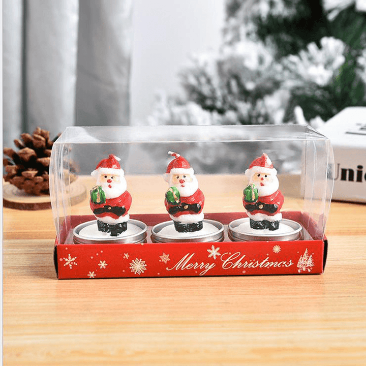 3Pcs 2020 Christmas Candles Santa House Snowman Christmas Tree Paraffin Candles Wedding Party Candles Decor Light - MRSLM