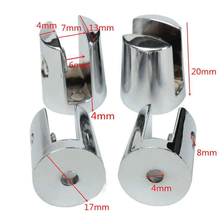 4Pcs Zinc Alloy round Shelves Support Brackets Clamps 4-6Mm Glass Wooden - MRSLM