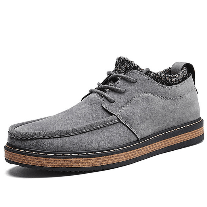 Men Brogue Style Knitted Suede Soft Sole Warm Oxfords Shoes - MRSLM