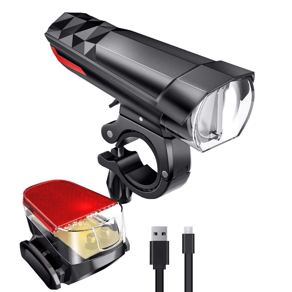 BIKIGHT 320LM Bike Light Headlight + 120LM Tail Light 3 Modes Adjustable Front Handlebar Lamp USB Charging Waterproof Flashlight - MRSLM