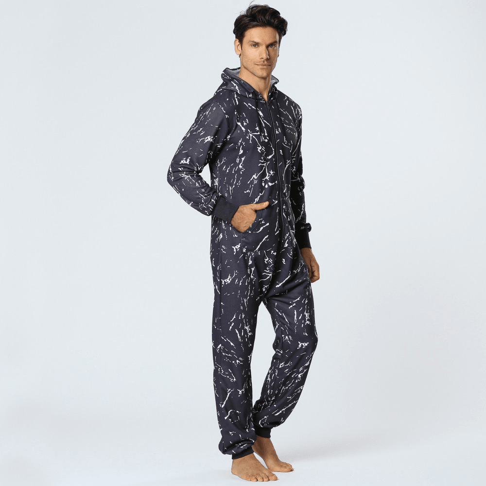 Men Casual Graffiti Print Black Jumpsuit Loungewear Jumpsuit - MRSLM