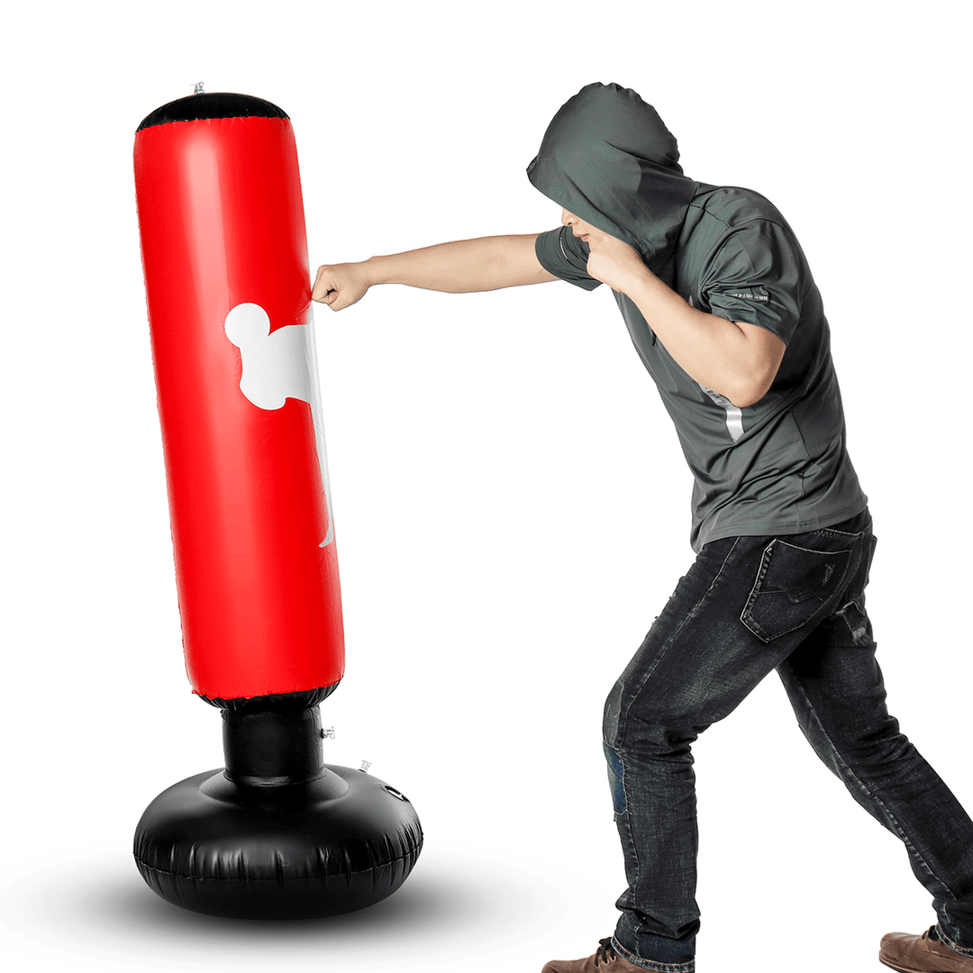 160CM Inflatable Boxing Target Post Tumbler Punching Bag PVC Thickened Bottom Vertical Boxing Equipment Fitness Relief Tools - MRSLM