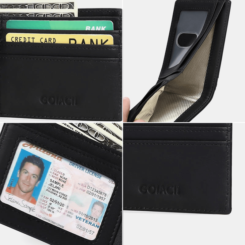 Men Short Oil Wax First Layer Cowhide Wallet RFID Blocking Multi-Card Slot Card Holder Coin Purse - MRSLM