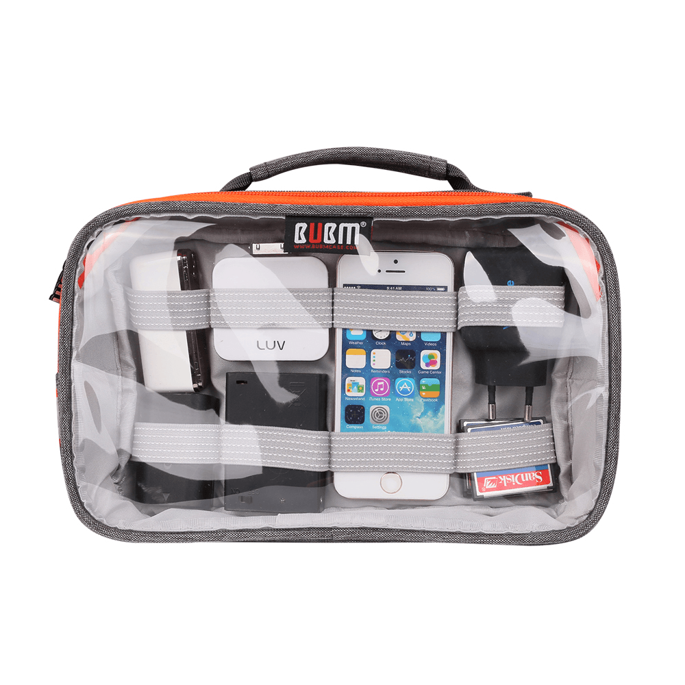 BUBM TTR Multi-Functional Portable Transparent Electronics Accessories Organizer Cosmetic Bag - MRSLM