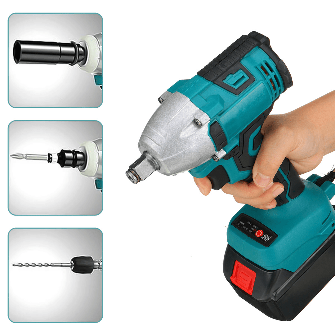 330N.M Cordless Electric Wrench Brushless Impact Wrench W/ 1/2Pcs Battery & 5 Sockets - MRSLM