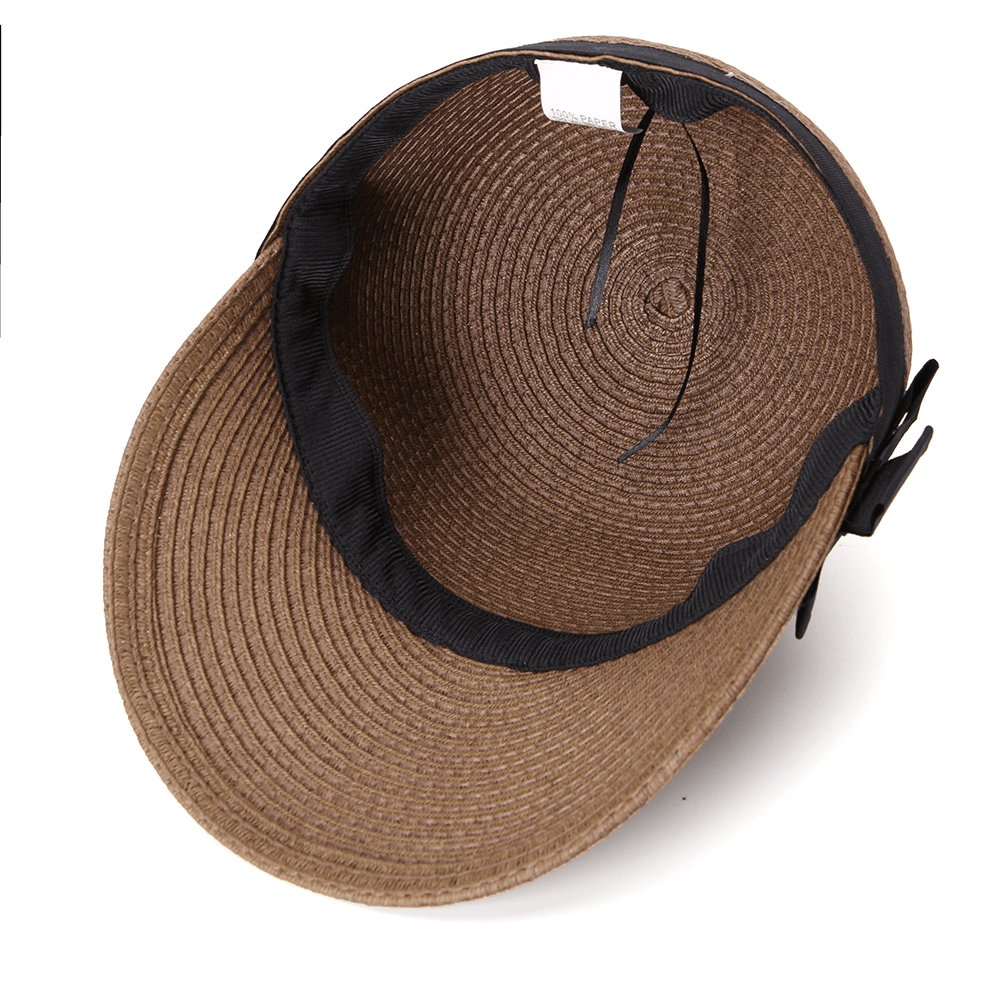 Woman Straw Hat Visor Riding Breathable UV Protection Cap - MRSLM