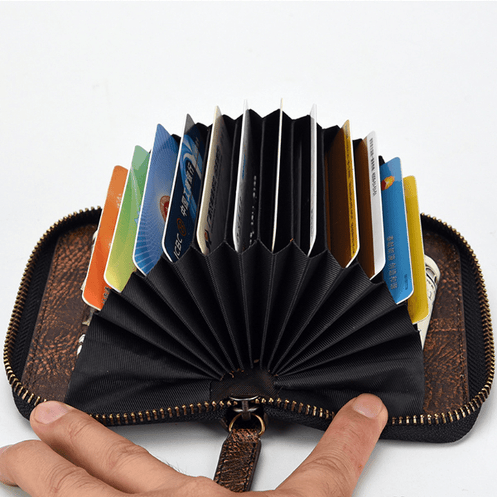 RFID Blocking Men's Wallet - Genuine Leather with 12 Card Slots and Card Holder - MRSLM