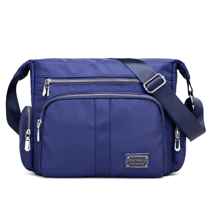 Multilayer Zipper Pockets Nylon Shoulder Bags Outdoor Sports Waterproof Crossbody Bags Messenger Bag - MRSLM