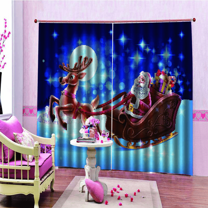 2PCS 3D Print Window Curtain Drapery Door Screen Panel for Christmas Decoration - MRSLM